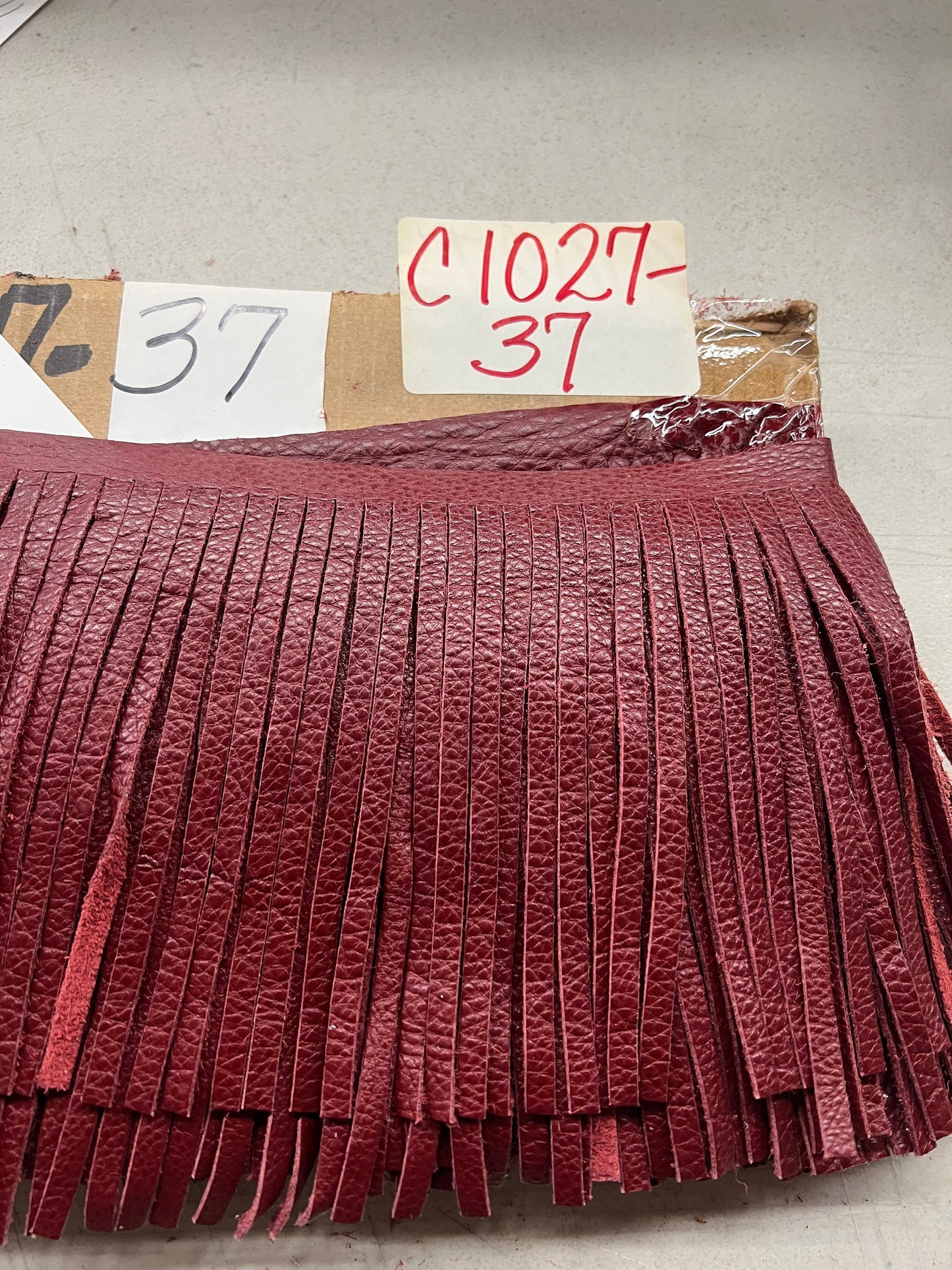 Dark Red Leather Fringe for embellishment of purses, jackets or other accessories, (30 cm) Sold by the Foot