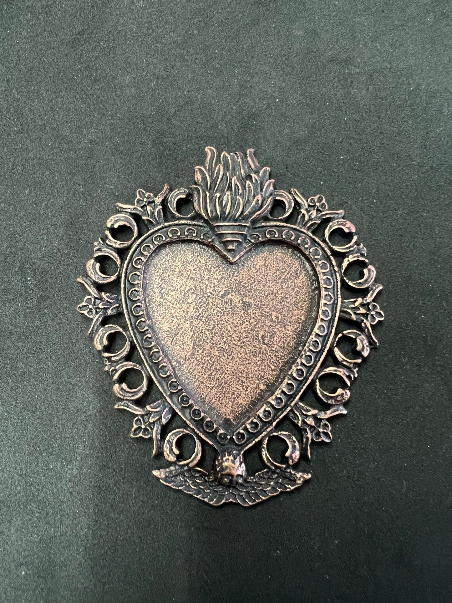 Flaming Heart pendant, 2 finishes, P4406/Purse Attachment, Chicago Screw