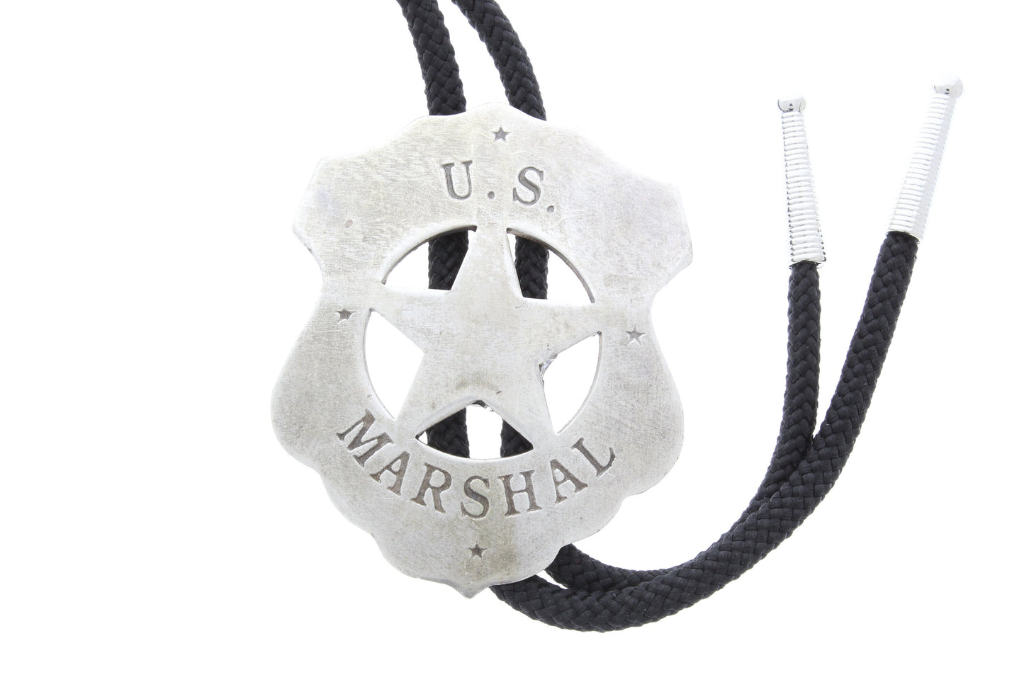 Western Bolo Tie, Antique Silver US Marshall Badge replica