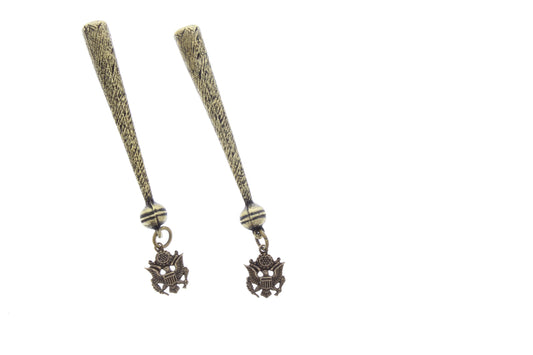 American eagle military charm  Bolo Tips, antique gold , pack of 2