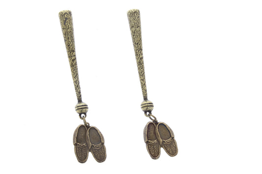 Moccasins bolo charm  Bolo Tips, antique gold , pack of 2