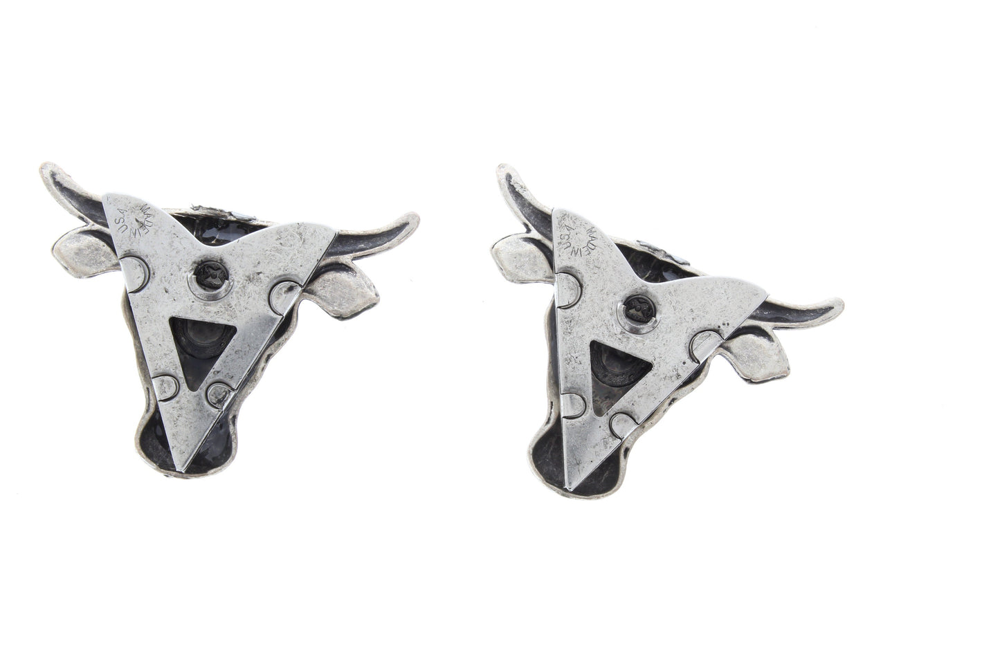 Western Collar Tip set steer , Made in USA, antique silver, 1 pair