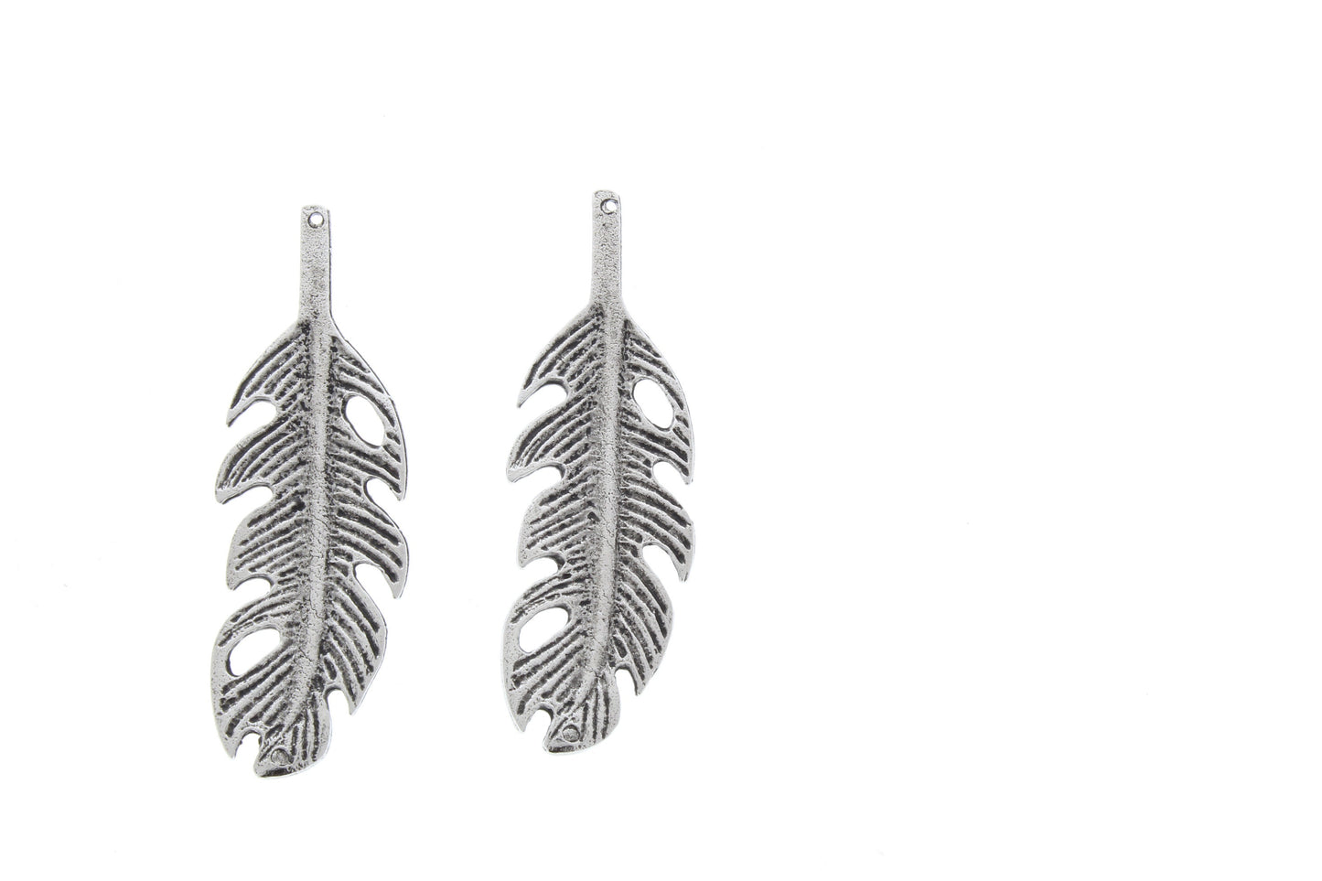 Feather Charms, 60mm" x 17mm wide , Made in USA, Pack of 4
