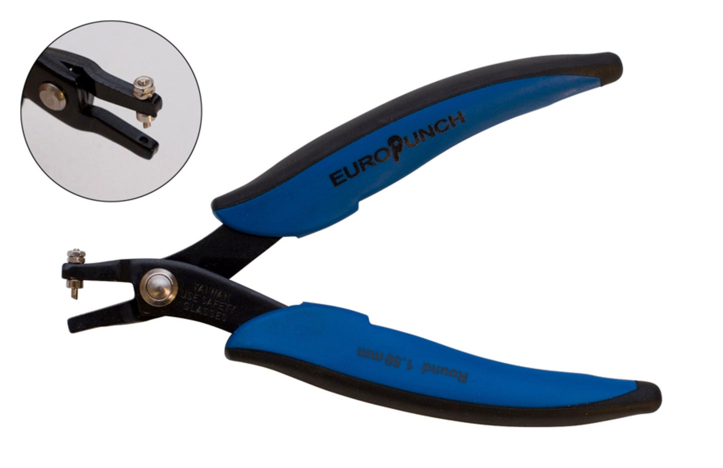 5.25" Euro-tool Hole Punch Pliers, with comfort rubber grips, to punch holes into brass stampings and make charms, , 1.8mm hole, each, G860