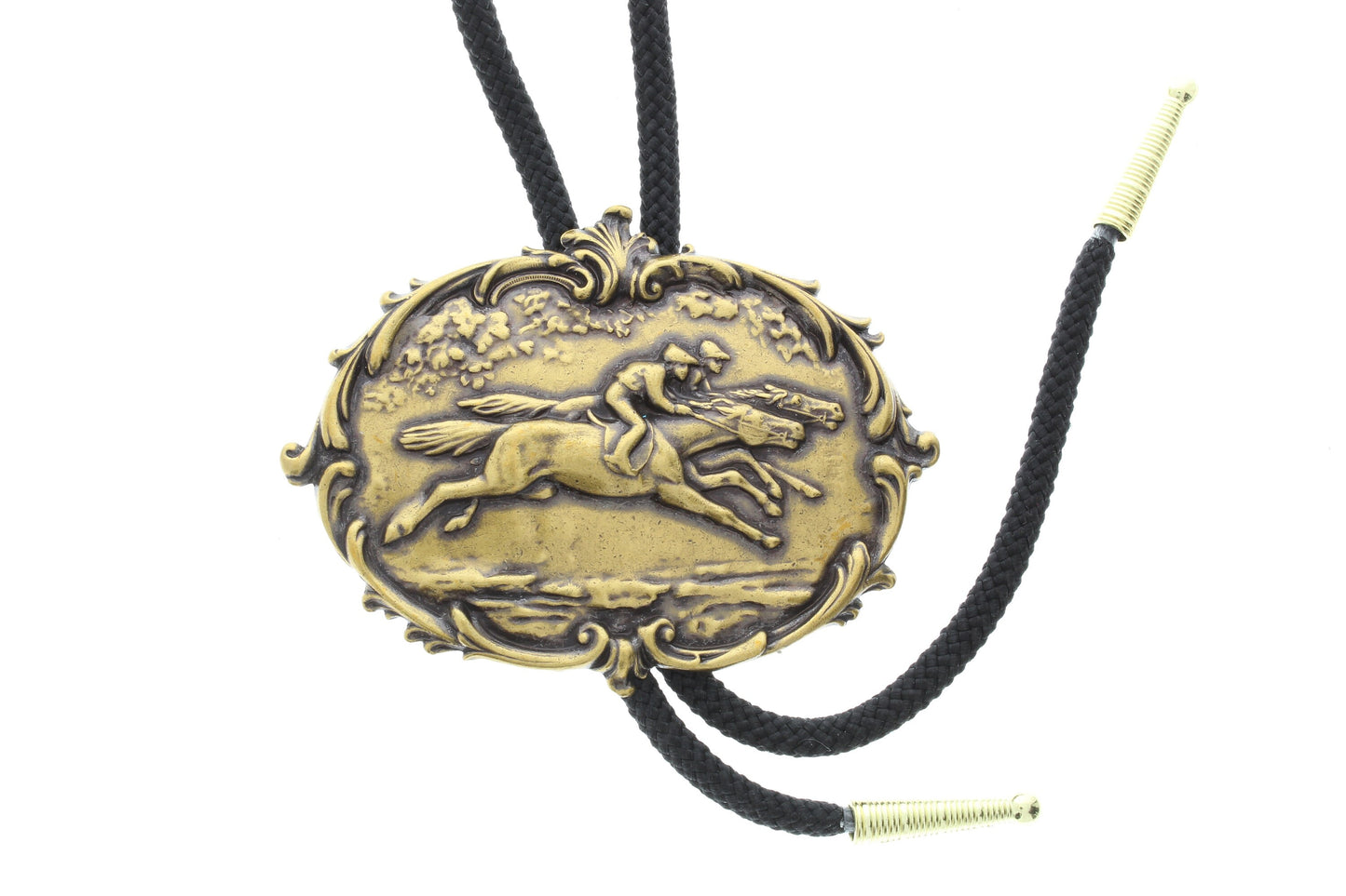 Jumping Horse Bolo Tie Brass antique made in USA, Each