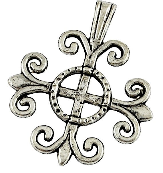 12 Spanish Cross Charms, Antique Silver, pack of 12