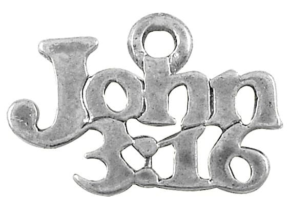 John 3:16" Charms, Antique Silver, pack of 12