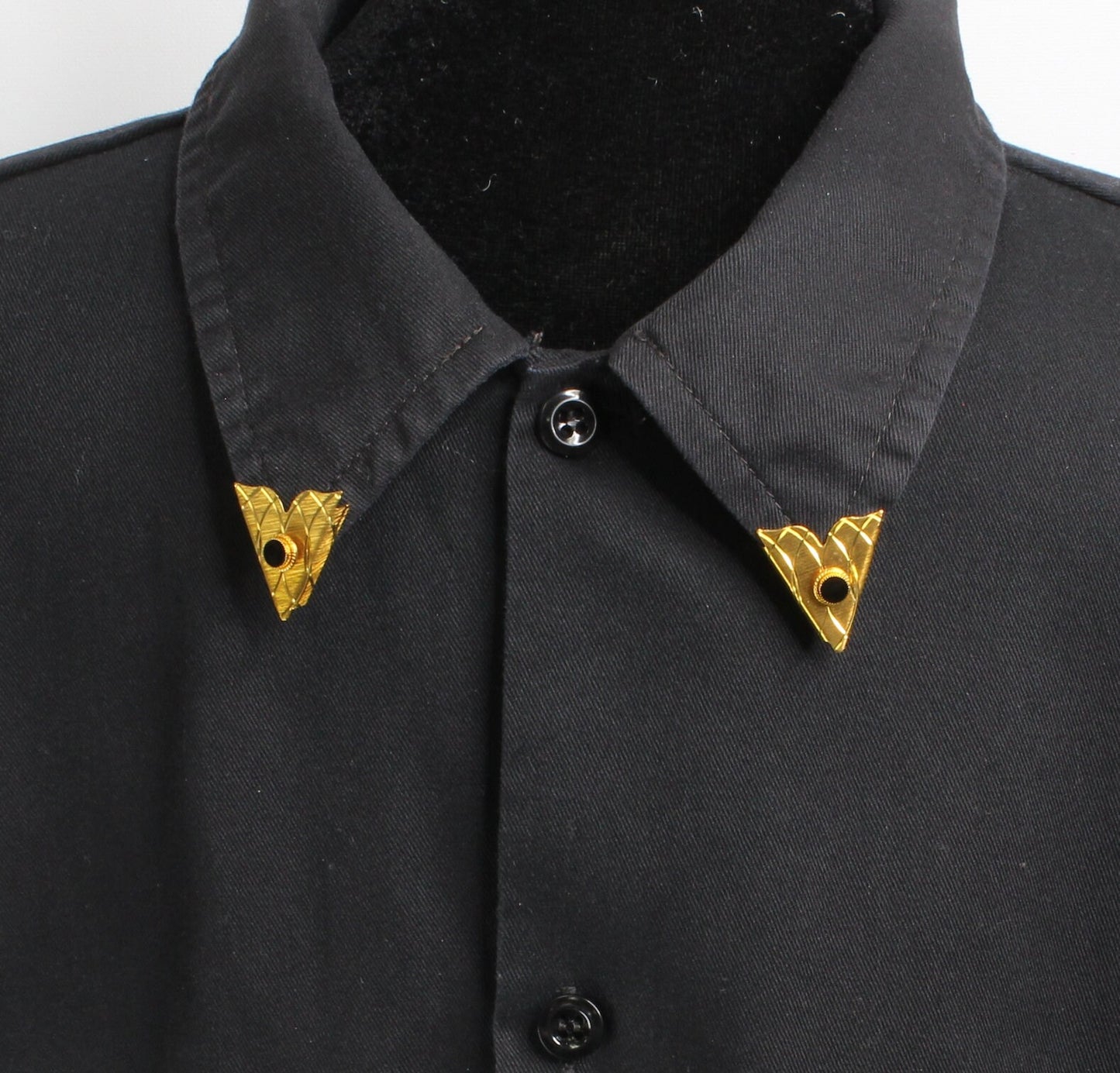 Vintage Collar Tips, 25mm x 18mm, gold plated, sold by pair 2625G/Gold crystal