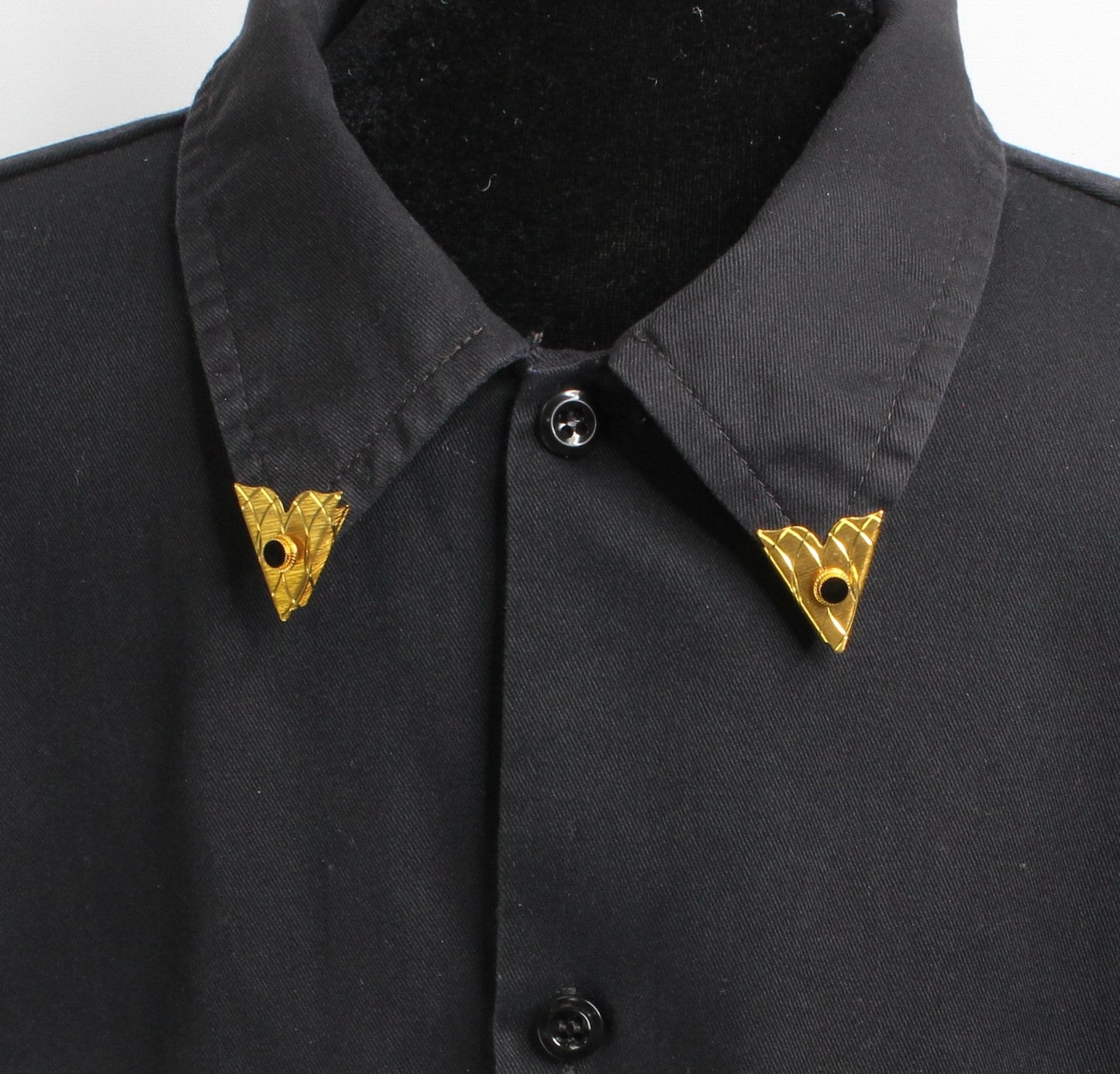 Vintage Collar Tips, 25mm x 18mm, gold plated with pearl, sold by pair 2625G