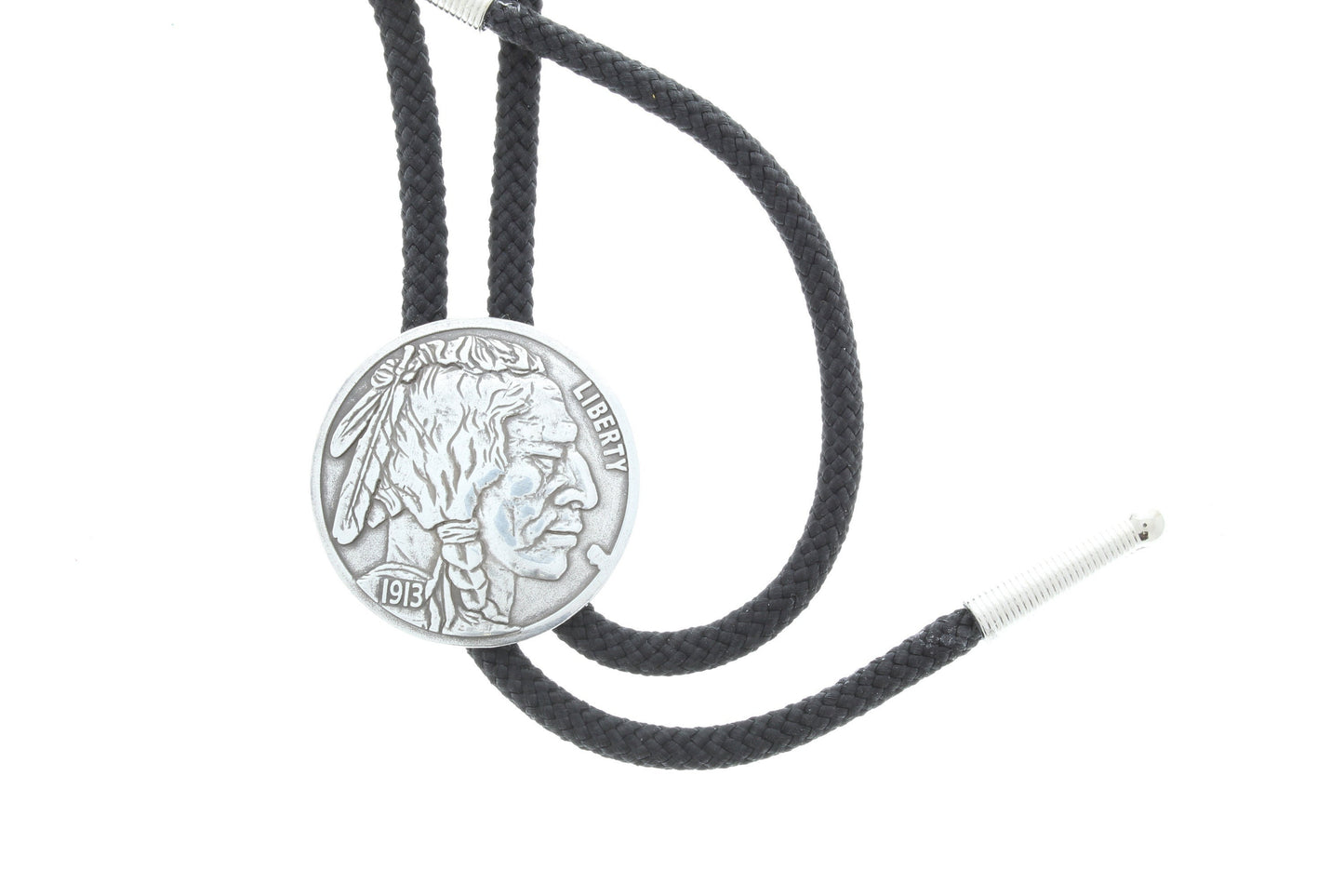 Western Bolo Tie, Antique silver indian head nickle bolo, 1 ea, made in USA