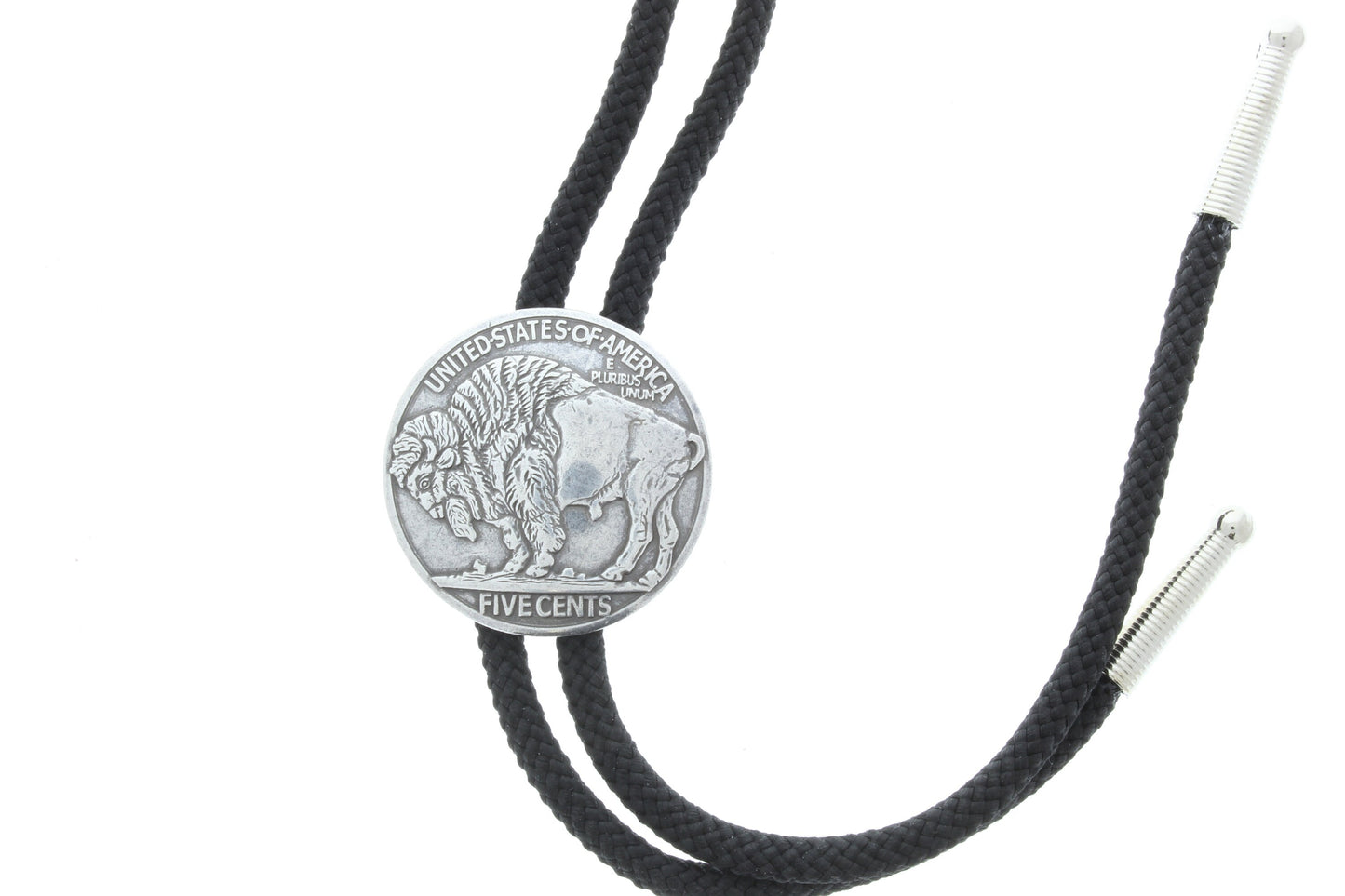 Western Bolo Tie, Antique silver Bufflao head nickle bolo, 1 ea, made in USA