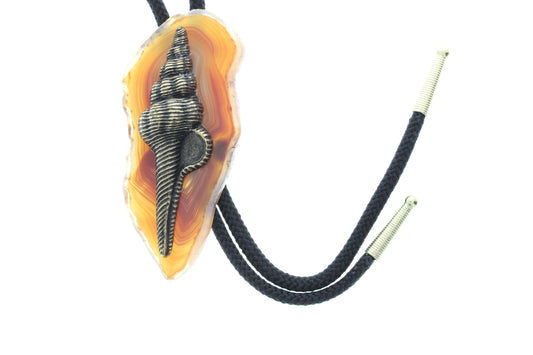 Snail on agate bolo, 36" cord, made in USA
