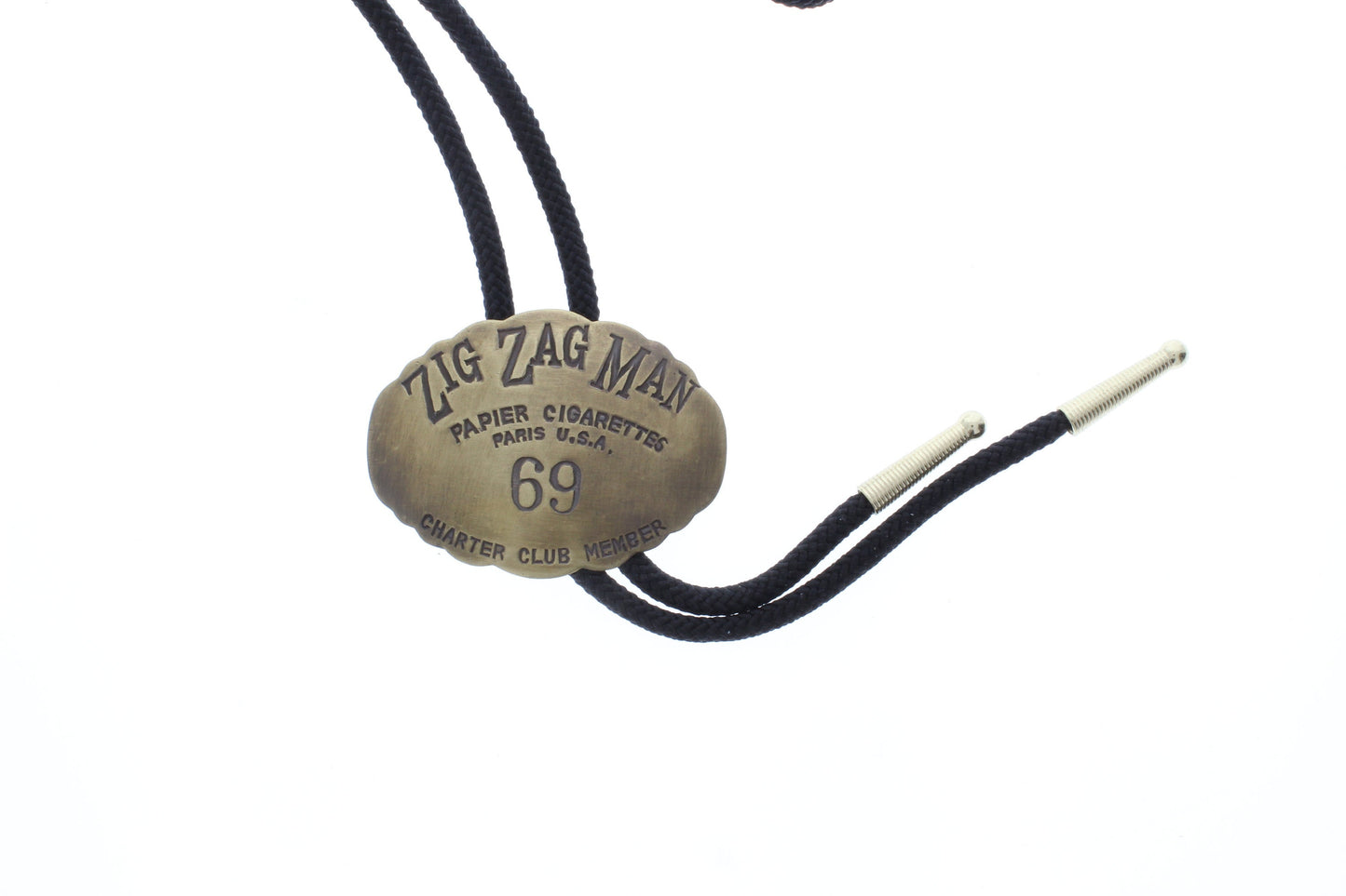 Zig Zag man bolo tie Black or Red 36" cord, made in USA, Each