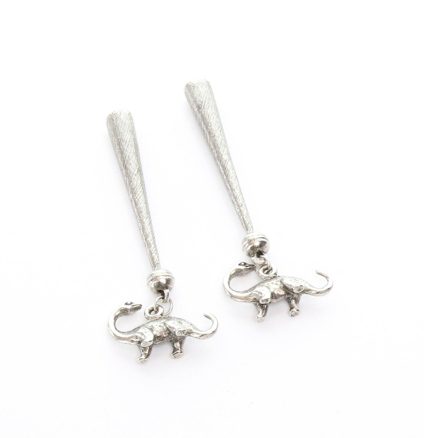 Dinosaur 3D Bolo Tips, antique silver, Made in USA of zinc, Set of 2/ 1 Pair