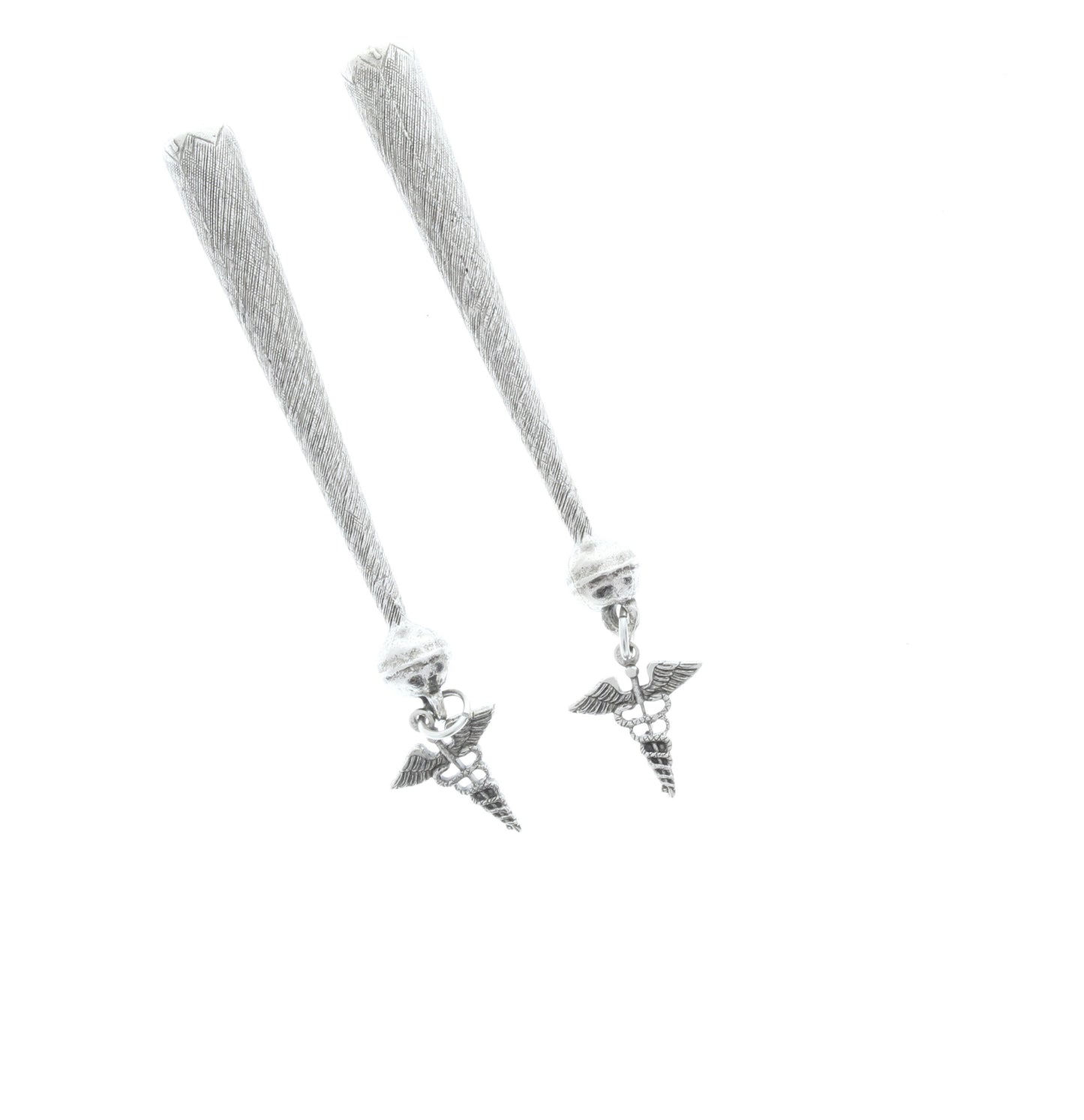 Medical symbol bolo tips , antique silver, Made in USA of zinc, Set of 2/ 1 Pair