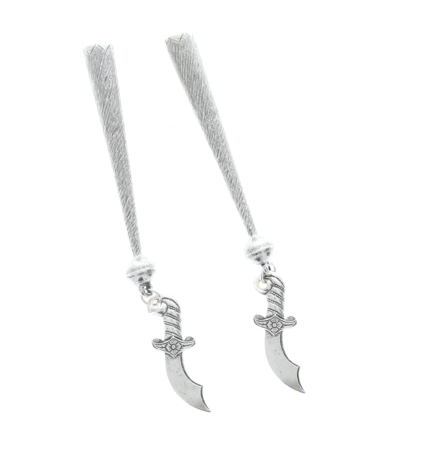 Turkish Sword bolo tips , antique silver, Made in USA of zinc, Set of 2/ 1 Pair