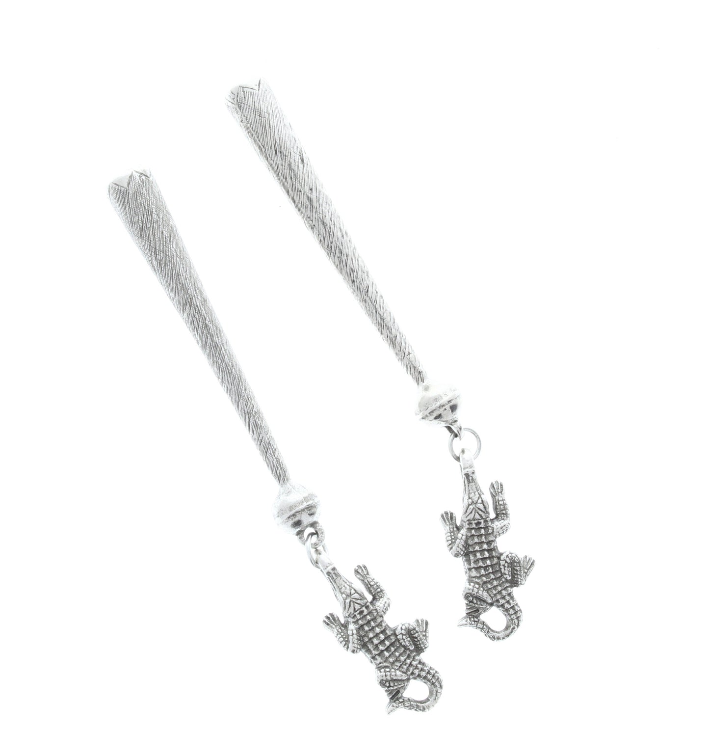 Aligator bolo tips , Antique silver , Made in USA of zinc, Set of 2/ 1 Pair