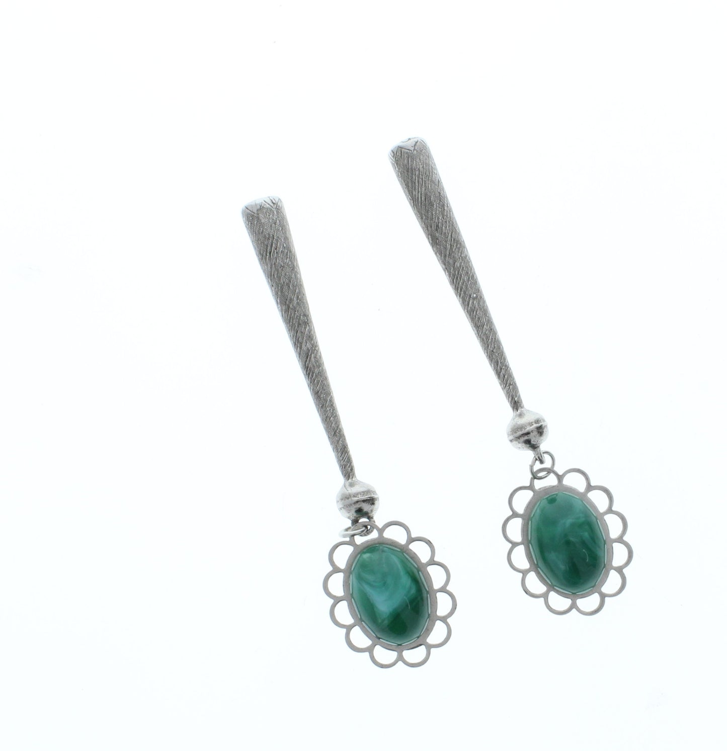 Green Bolo Tips, antique silver tip , Made in USA of zinc, Set of 2