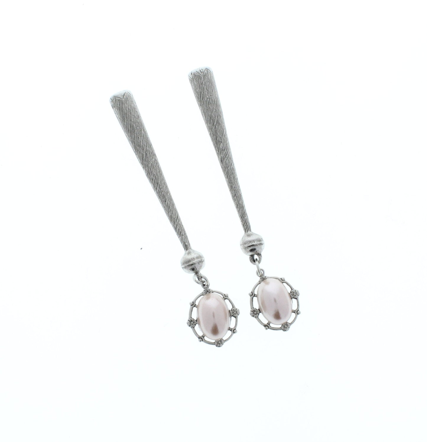 Pearl CAB Bolo Tips, antique silver tip , Made in USA of zinc, Set of 2