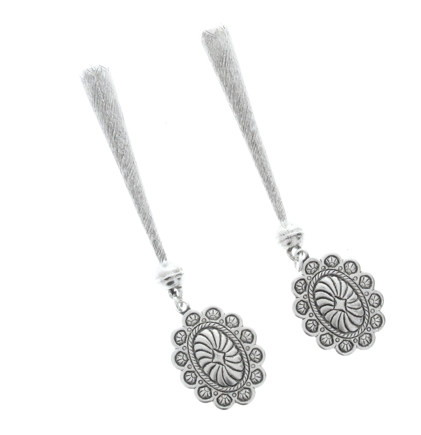 Concho bolo tips , antique silver, Made in USA of zinc, Set of 2/ 1 Pair