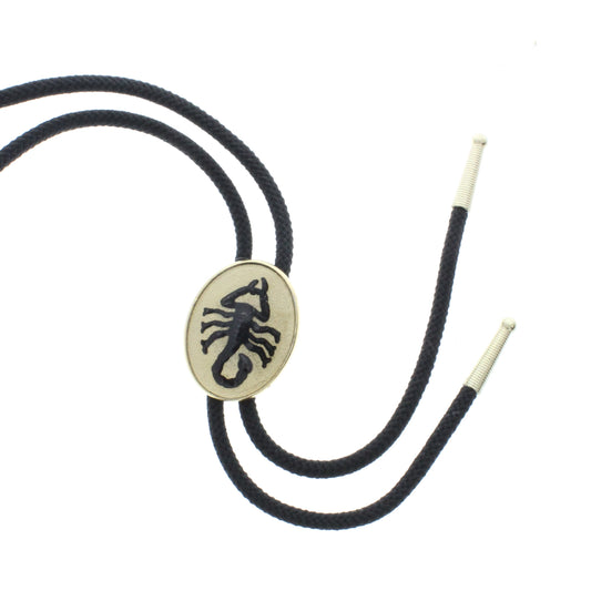 Scorpion Western Bolo Tie, Gold with resin , black scorpion , gold tips