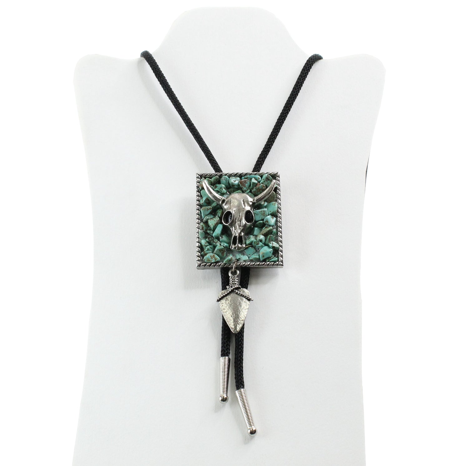 Skull Western Bolo Tie, black cord