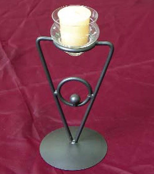 Glass and Black Steel Votive Candle Holder, Christmas or Wedding Centerpiece for 1 candle, free standing, 1 each