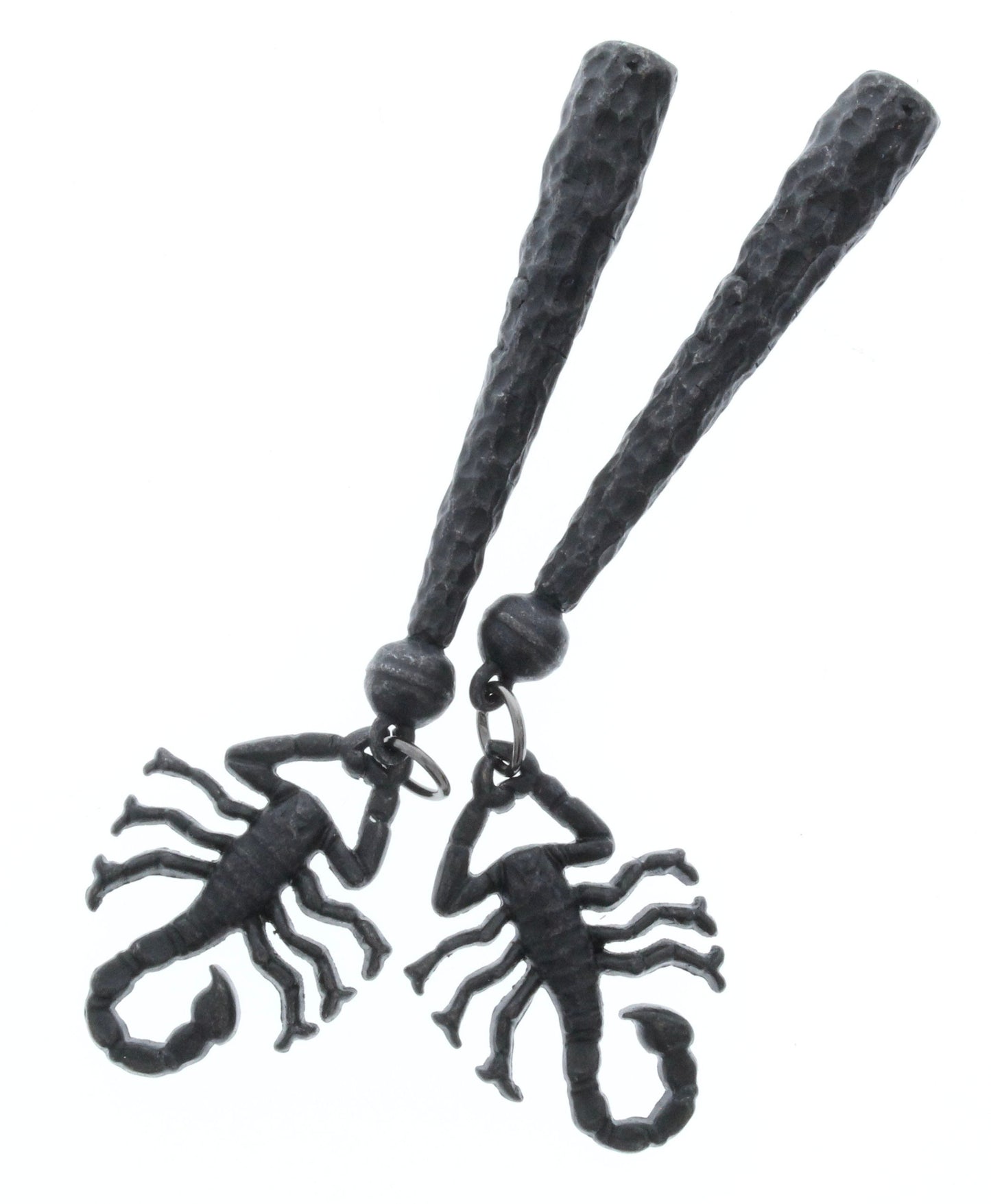 scorpion charm Bolo Tips, black finish , Made in USA of zinc, Set of 2