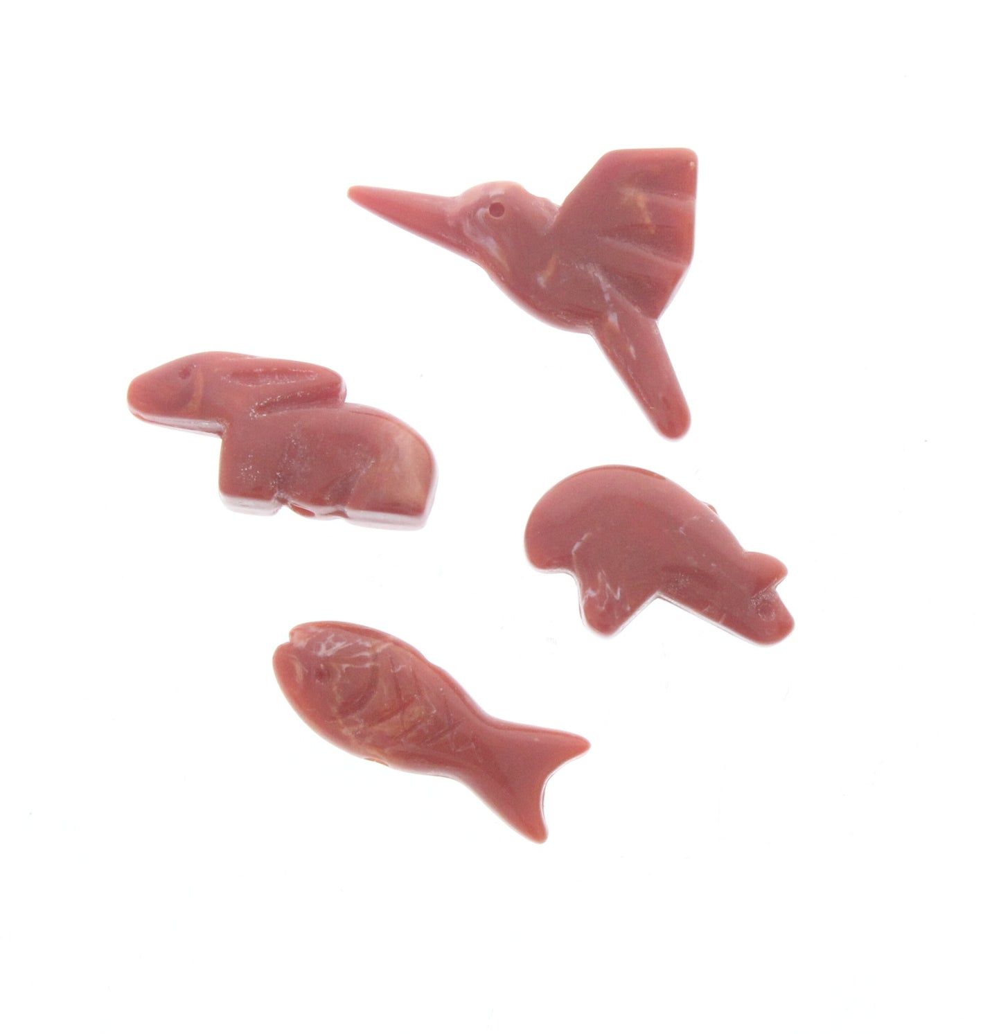 Animal Fetish beads, acrylic , Zuni animals, made in Italy, 2 colors, pack of 4 each