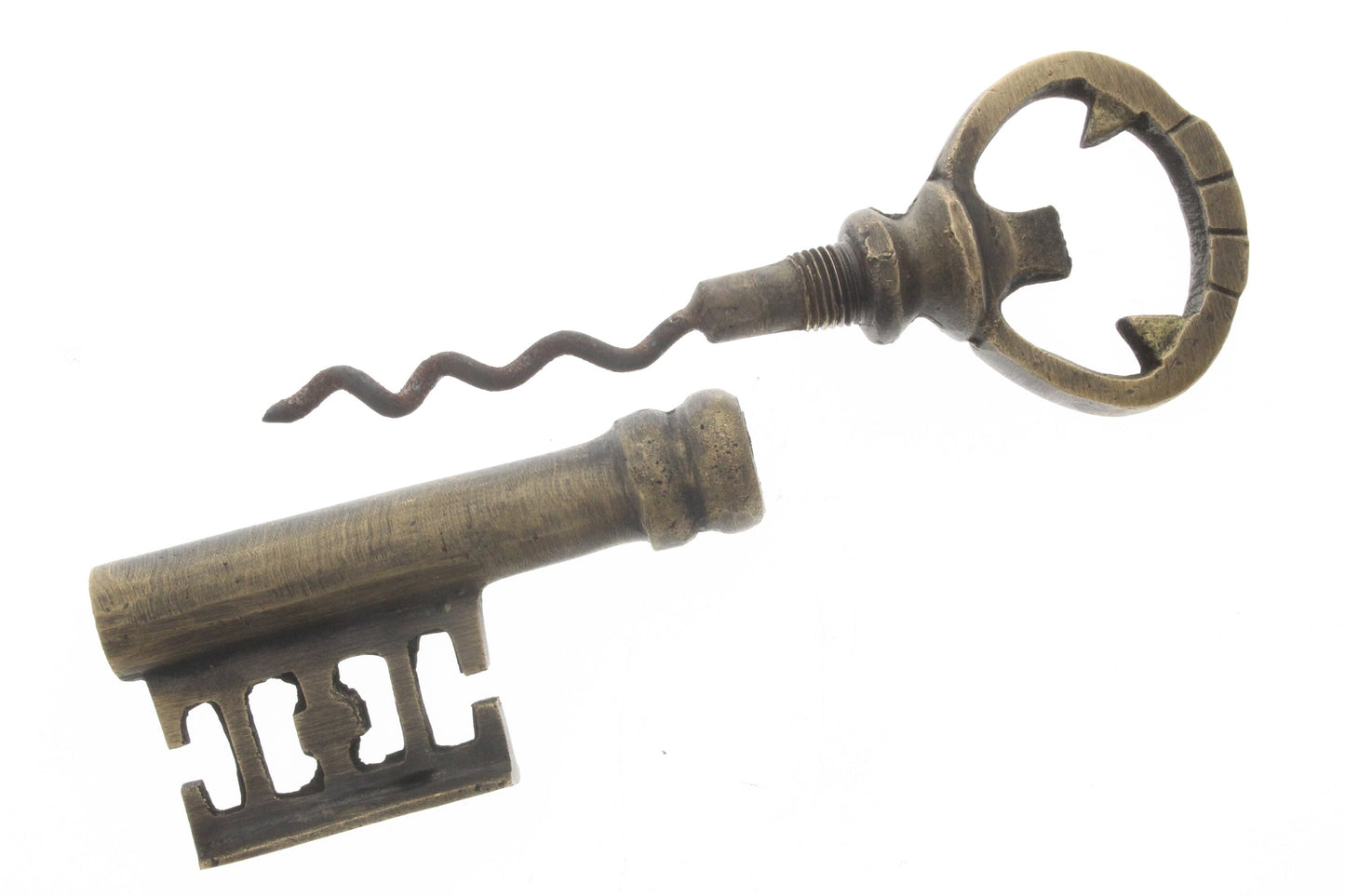 Key Wine Cork Screw & bottle opener ,Brass antiqued,