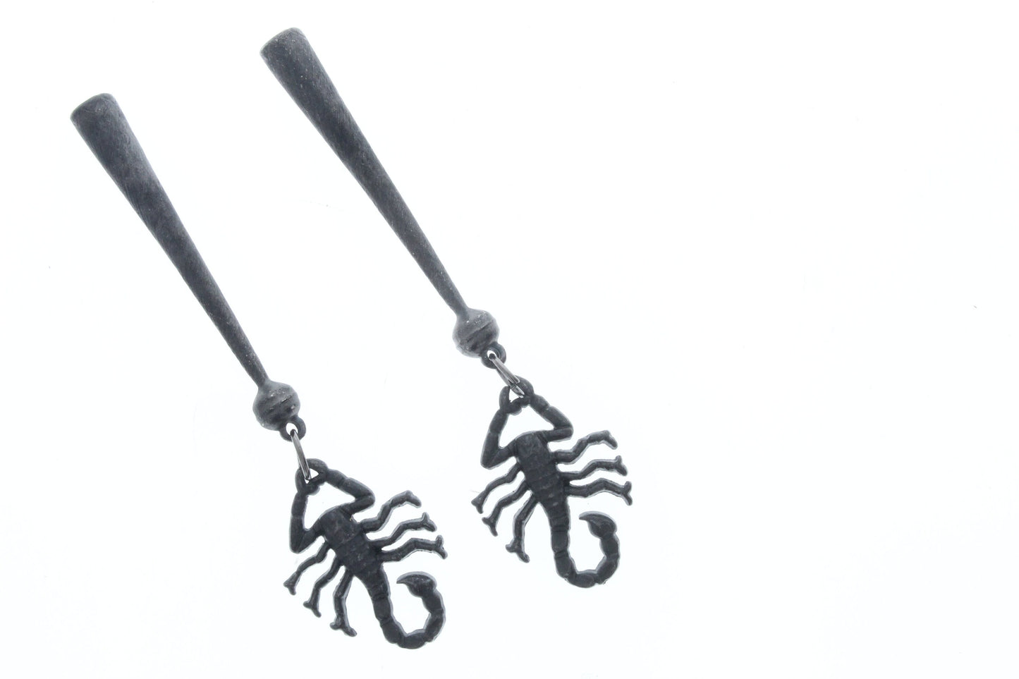 scorpion charm Bolo Tips, black finish , Made in USA of zinc, Set of 2