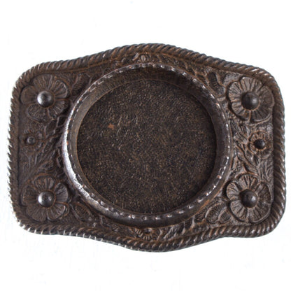 3.2" Silver Dollar Coin Belt Buckle Base, 46mm round bezel, Rustic Black or Antique Silver, 1 each