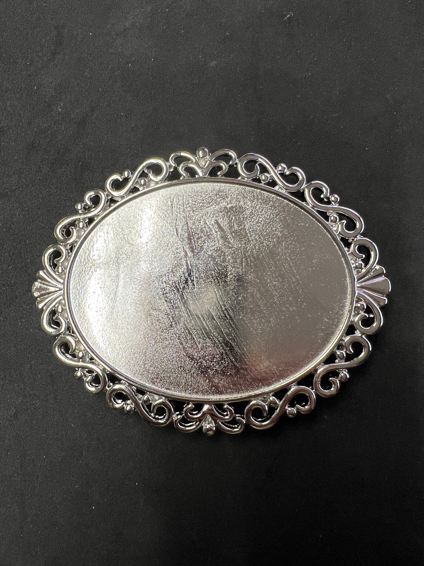 4 1/4" Belt Buckle Blank Bases, gold Scrolled Oval, 1 ea