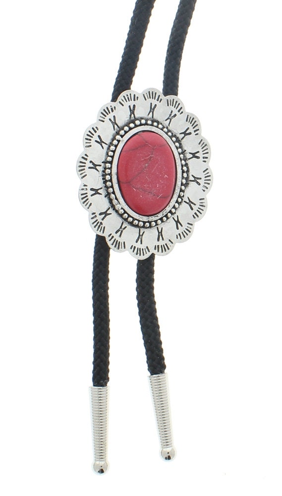 Concho style Bolo, antique silver plate and silver plate tips , sold by each