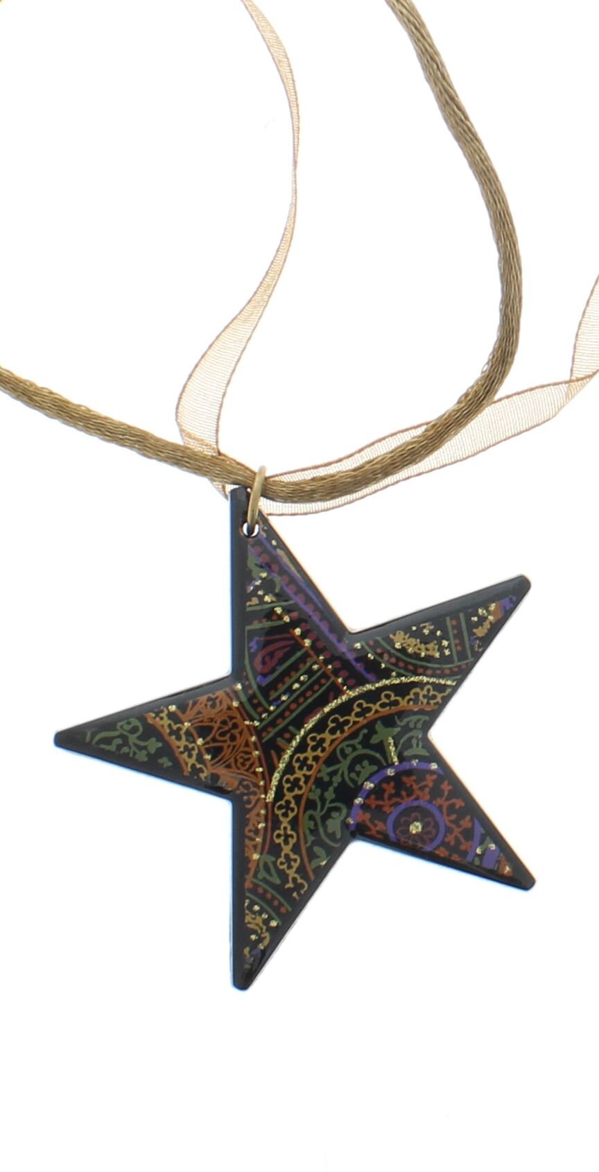 star necklace on satin ribbon necklace, 18"