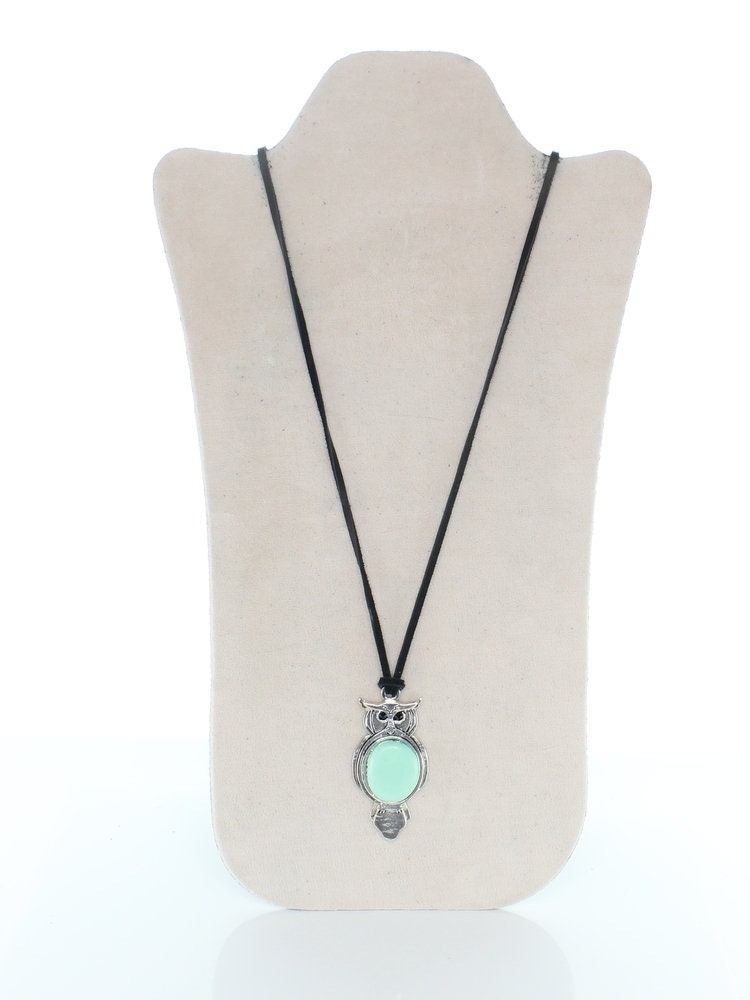 Owl Necklace pendant, turquoise stone