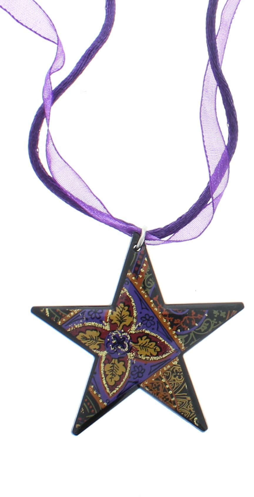 star necklace on satin ribbon necklace, 18"