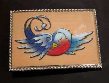 Blue Bird of Happiness Buckle & Leather Belt, Size Small - XL, Black or Brown Strap, Made in USA, Each