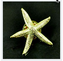 Starfish Sea Star  Lapel Pin 18mm, Hamilton Gold Plate with Back Clutch, 12 pieces G1003