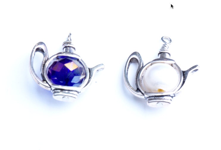 Teapot Bead Holder, Antique Silver, 12 each,  08890CS