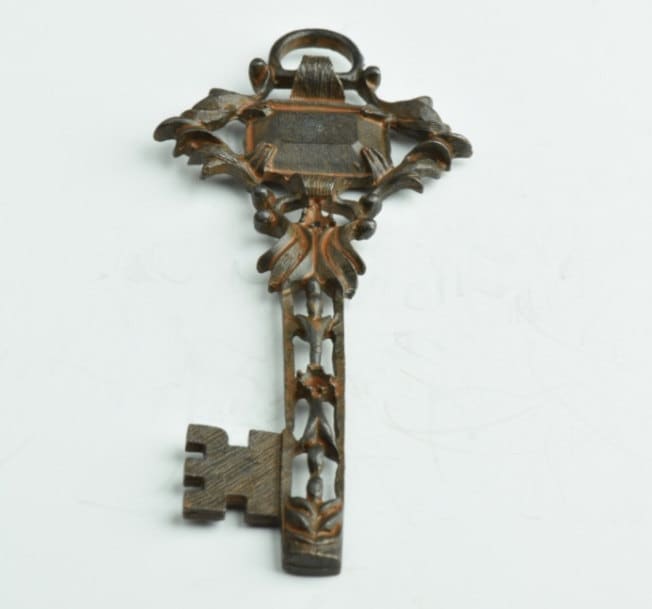 93mm Rustic Brown Skeleton Key Pendant Charms, Made in USA, 2 each