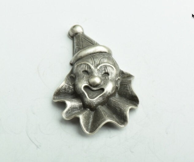 Circus Clown Charm Stamping, antique silver or antique gold, Made in USA, pack of 2 (3303)