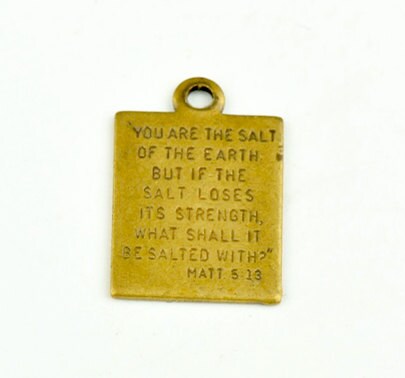 Vintage Bible Scripture "Salt of the Earth" Charm, Antique Silver or Antique Gold, Pack of 6
