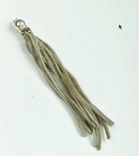 All natural leather Black Tassel pendant five inches, each