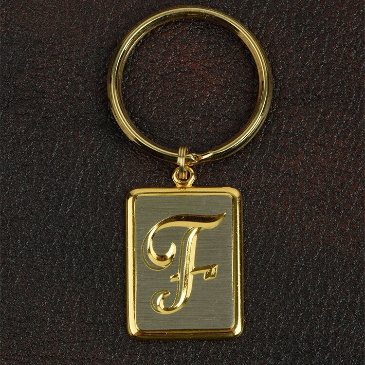 Keychain Initial Gold plated, sold by Initial 32mm x 26mm, 1 each