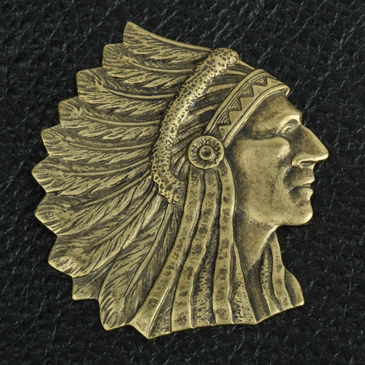 Indian Chief Charm, 36mm height, Made in USA, antique gold, pack of 2