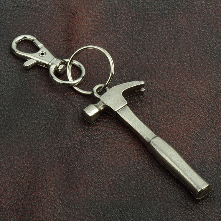 Hammer Keychain, zinc cast and plated, Each