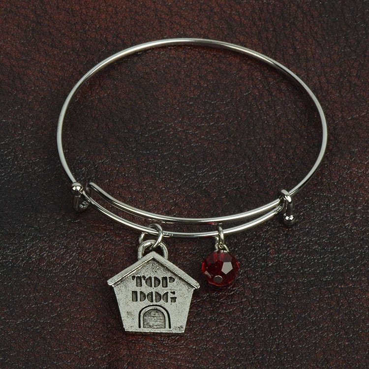 Bull dog adjustable bangle bracelet, antique silver, each