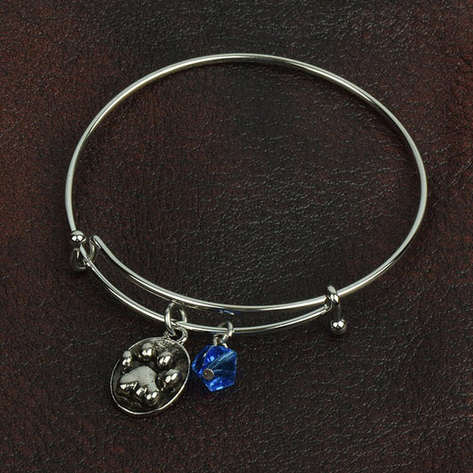 Pet Paw adjustable bangle bracelet, silver, each
