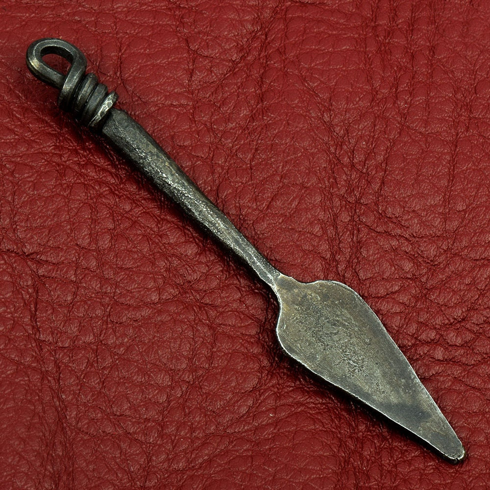 Viking Mjölnir Spear Head, Black Steel Pendant, 4 inches, forged steel, each